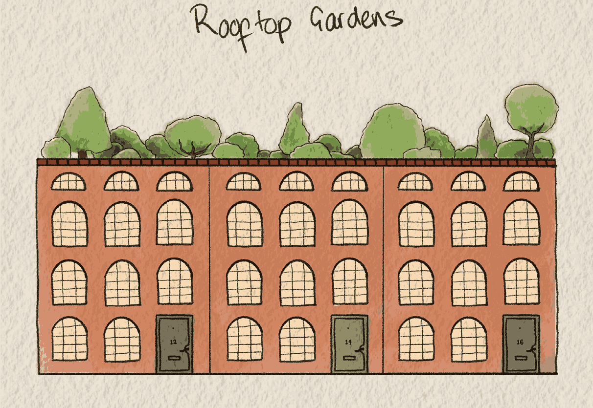 sketch of rooftop gardens